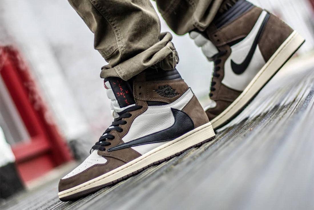 Travis Scott Air Jordan 1 Lateral On Foot Side Shot