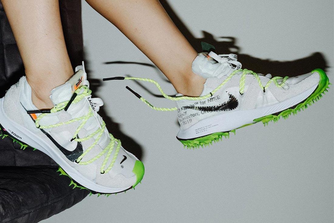 Off White Nike Zoom Terra Kiger 5 On Foot Lateral Side Shot